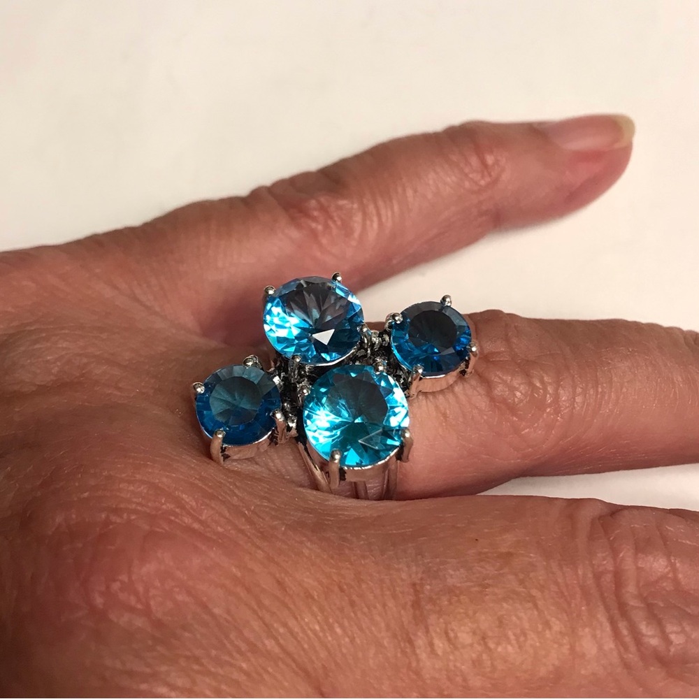 Blue Topaz Stamped 925 Sterling Silver Ring